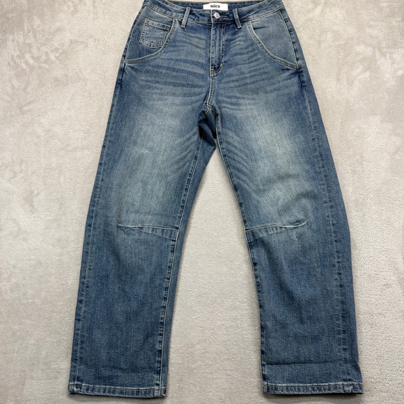 Mica Denim - Mica Los‎ Angeles Jeans Women's 25 Navy Barrel Leg Utility Style Whiskered Denim